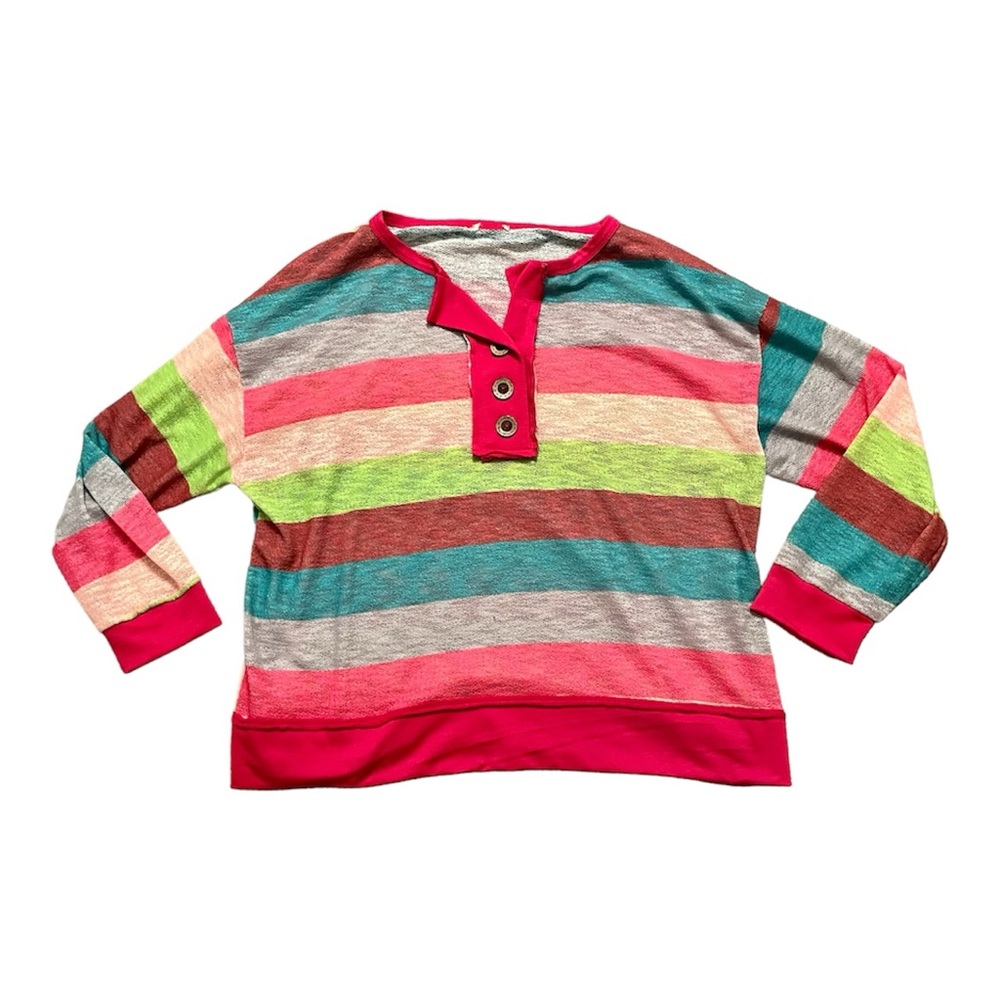 Eclectic Knit Multicolor Sheer Long Sleeve Woman's M-XL